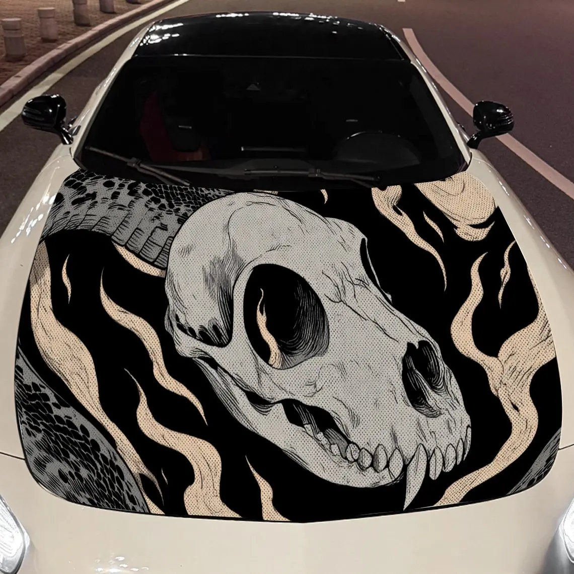 

Retro Skeleton Snake print,car hood stickers,PVC waterproof Self adhesive car hood sticker,car hood decoration protection sticke