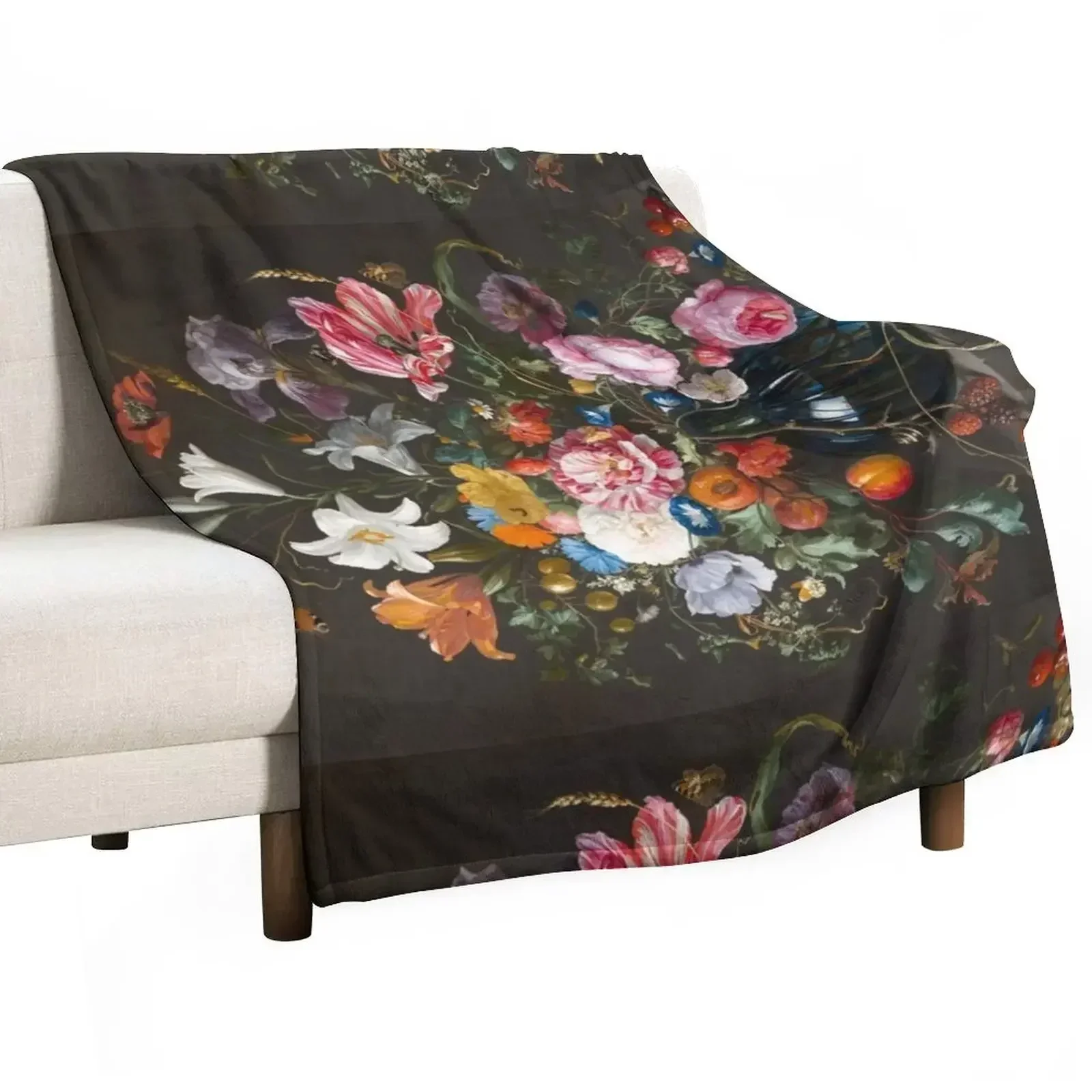 

Vase of Flowers by Jan Davidsz. de Heem Throw Blanket for winter Thermal Flannel Fabric Blankets