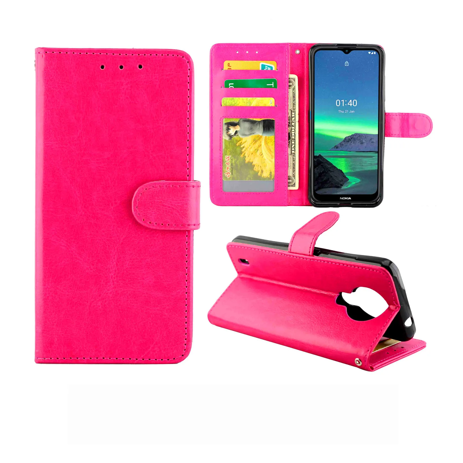 Luxury Leather Wallet Case with Holder & Card Slots & for Nokia G10 G20 G11+ G11/G21/C12 1.4 2.4 3.4 C1/1.3/2.3/5.3/7.2/G22 view 4