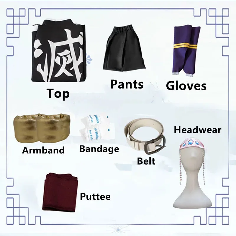 جديد ❤ 2025 أنيمي شيطان القتلة Uzui Tengen تأثيري حلي Kimetsu No Yaiba شعر مستعار موحدة البدلة ملابس للحفلات الهالوين ☆ ☆ ☆