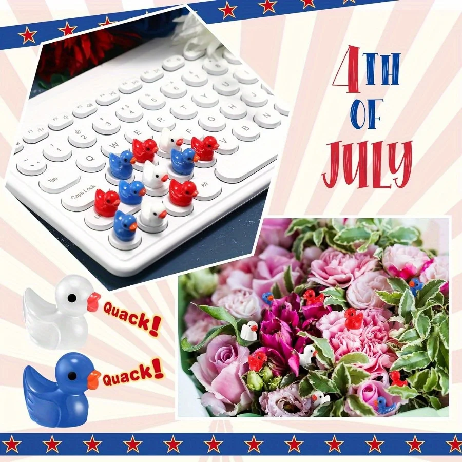 Independence Day Patriotic Ducks: Mini Resin Ducks in Blue, Red, And White - Perfect for Shower, Birthday, Or Memorial Day Gifts