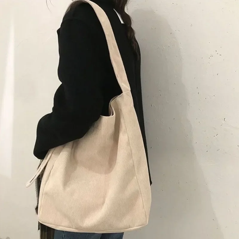 Nuevo bolso de lona, bolso de hombro de pana vintage, gran capacidad, para estudiantes, clase todos, bolso cruzado