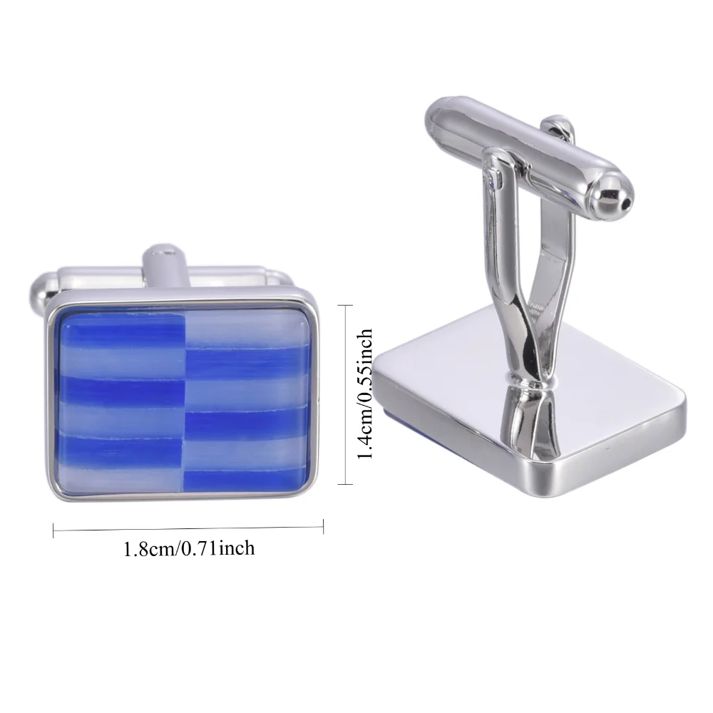 Glassy Light Blue White Gradient Striped Cufflinks Metal-trimmed Business Wear Accessories Cufflink Men's Formal Dress Shirts