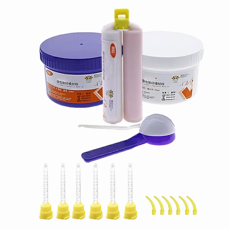 

Dental Silicone Rubber Material Heavy Body Light Body Dentistry Silicone Rubber Elastic Impression Kit Mixing Tips Tubes Gun
