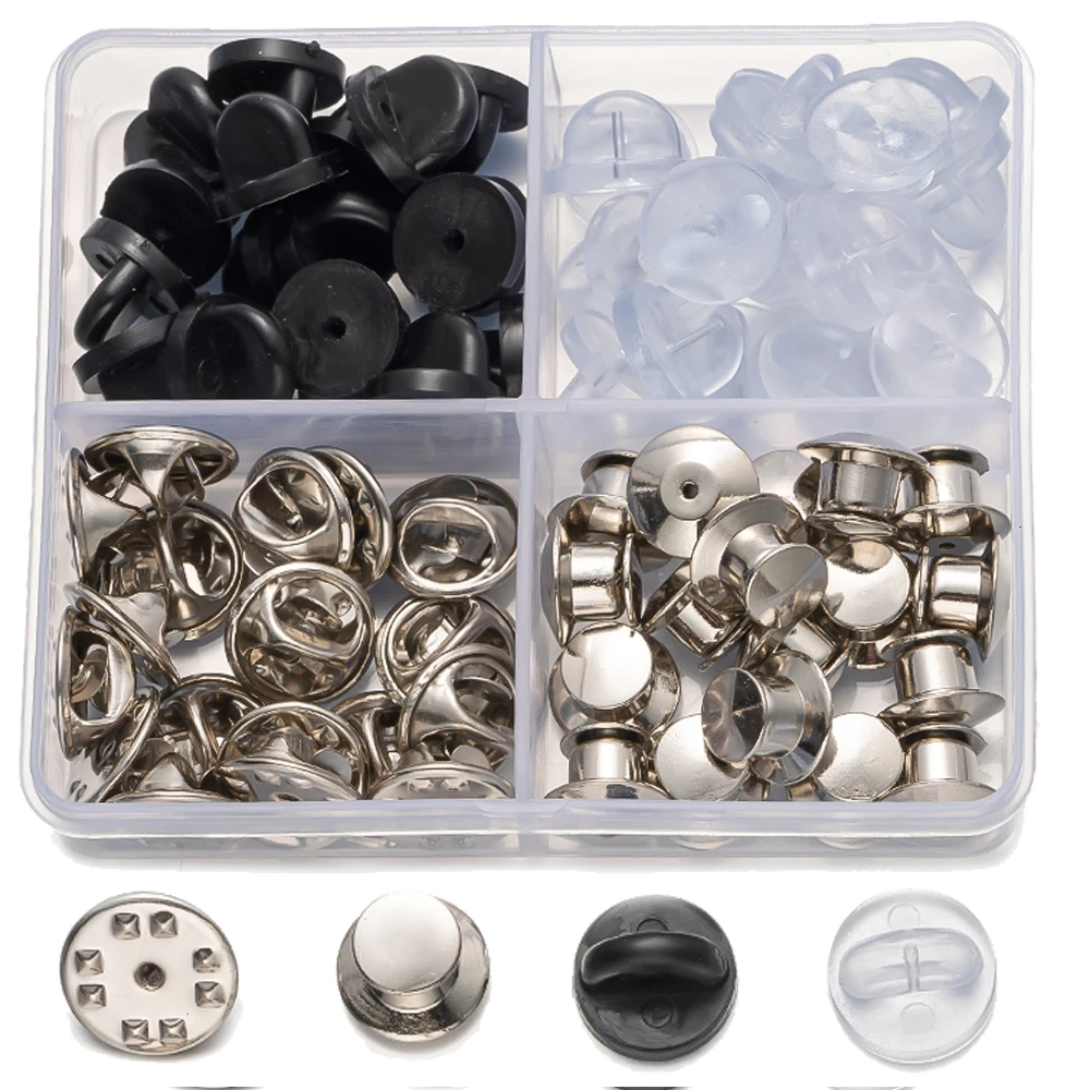 45pcs Pin Backs Locking Pin Keepers Locking Clasp Replacemen
