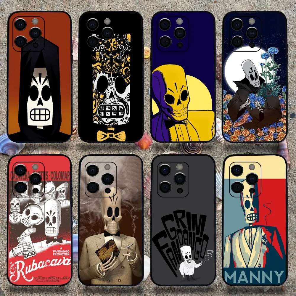 G-Grim Fandango Game Phone Case For Apple iPhone 15,14,13,12,11,Pro,X,XS,Max,XR,Plus,Mini Soft Black Cover