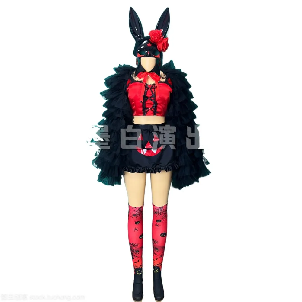 

New Bloody Maid Halloween Cos Set Nightclub Gogo Performance Dress Bar DS Atmosphere Baby Drag Queen Costume Set