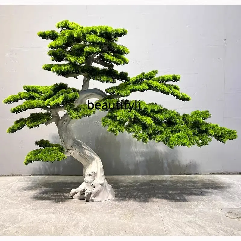 Large Artificial Greeting Pine Shape Floor Ornaments Sales Office Hotel Decoration Fake Trees