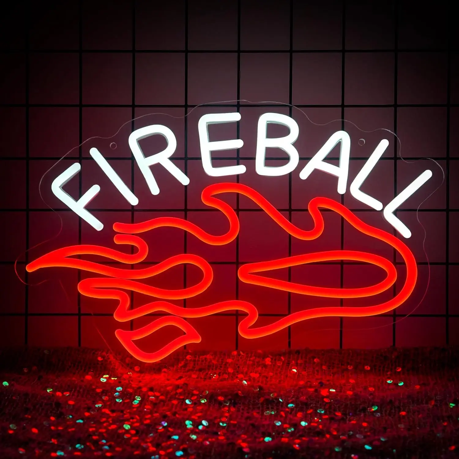 Fireball Whiskey Neon Sign USB Powered LED Neon Light for Man Cave Home Bar Store Bedroom Festival Party Decor  Brithday Gifts