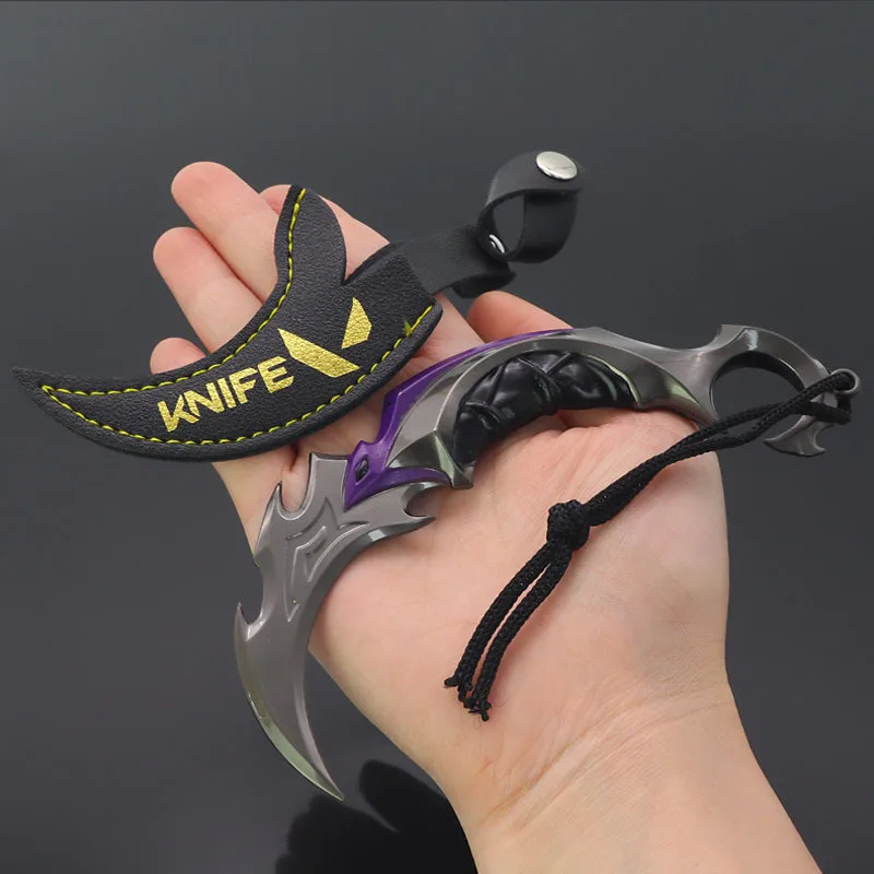 Valorant gra peryferyjna skóra do walki wręcz Karambit nóż 15cm nieobrobiony bezpieczny Model broni ze stopu Cosplay zabawka nozko kaburowa prezent dla chłopca