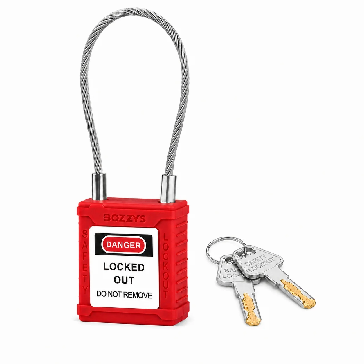 BOZZYS Safety Lockout Lock with Different Keys 3.5MM Diameter for Mechanical and Electrical Lockout Steel Cable