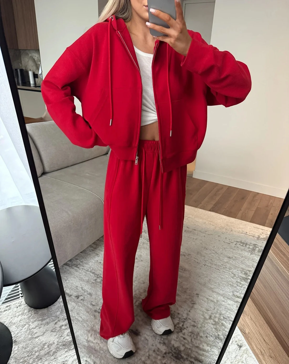 Modischer Damen-Sommer-Trainingsanzug Mit Reißverschluss-Hose Aus Baumwolle, Pinkes Zweiteiliges Set, Klassischer Roter Trainingsanzug Für Damen Mit Kapuze S3Ee5D23A9F614404Aaab7D2F8B8Fd2A3X