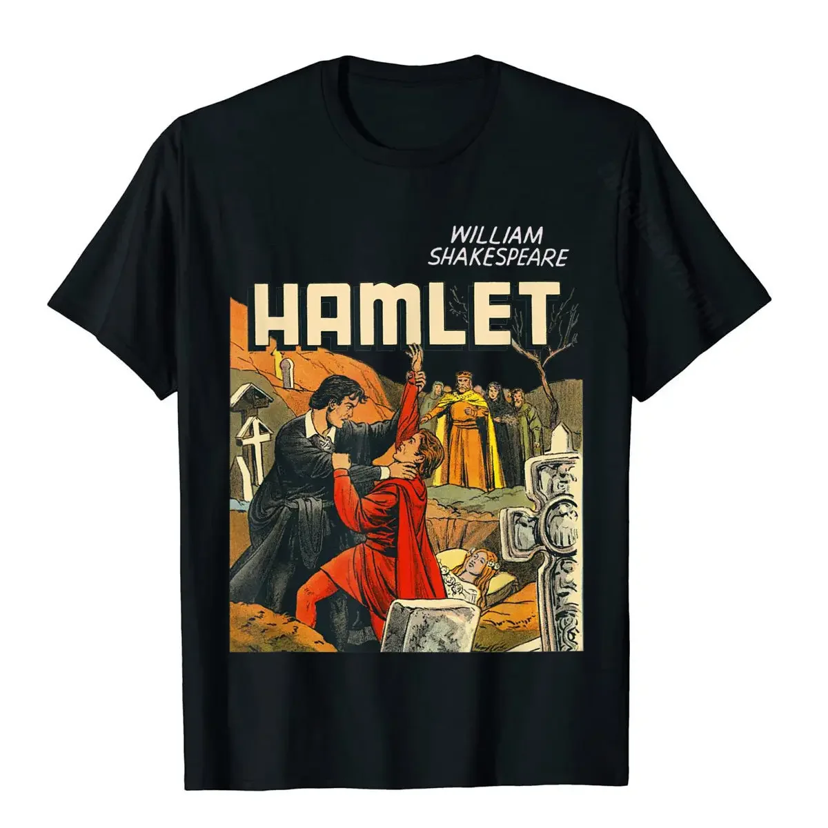 Vintage Hamlet Shakespeare Tshirt-Hamlet Laertes Ophelia Tee T-Shirt Custom Tshirts Tops Shirt For Men Hip Hop Cotton T Shirt