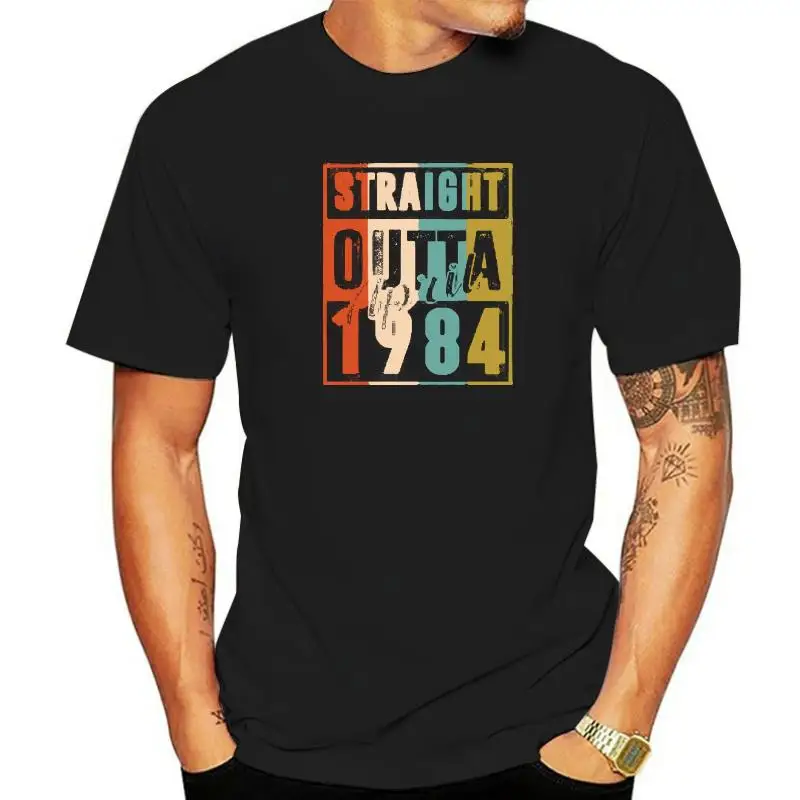 Straight Outta April 1984 Retro 37 Years Old 37th Birthday Fall Hoodies Long Sleeve Printed Hoods Brand Camisa Sweatshirts