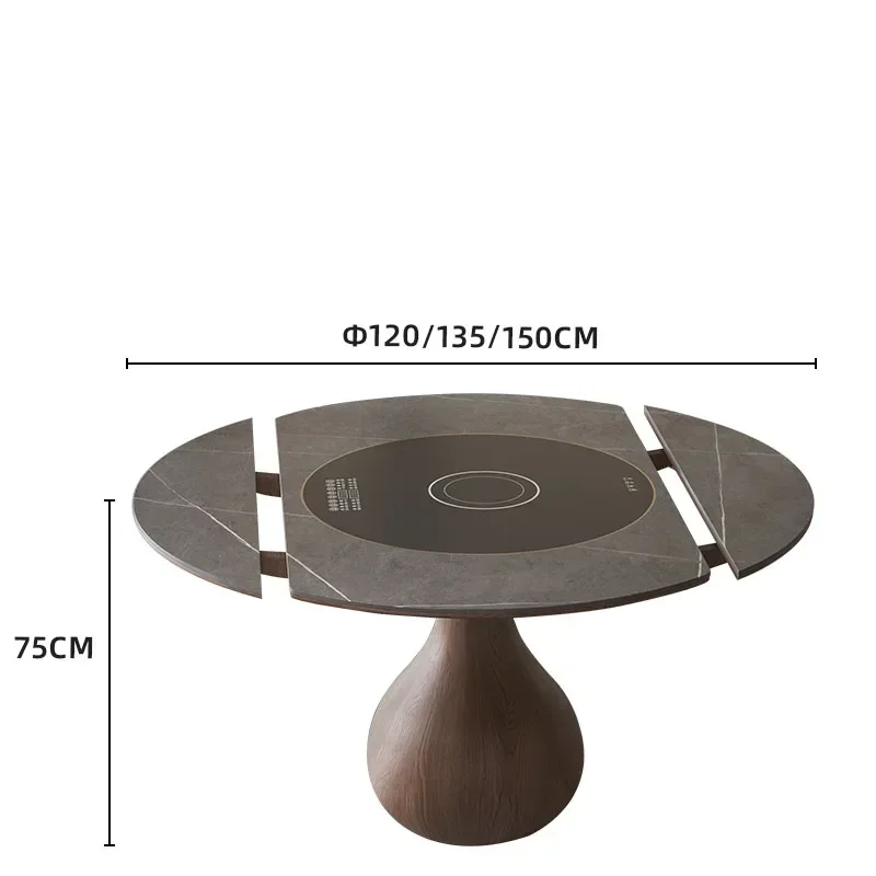 Round Wooden Dining Table Living Room Extendable Dining Table Restaurant Sedentary Mesa Extensible Comedor Garden Furniture