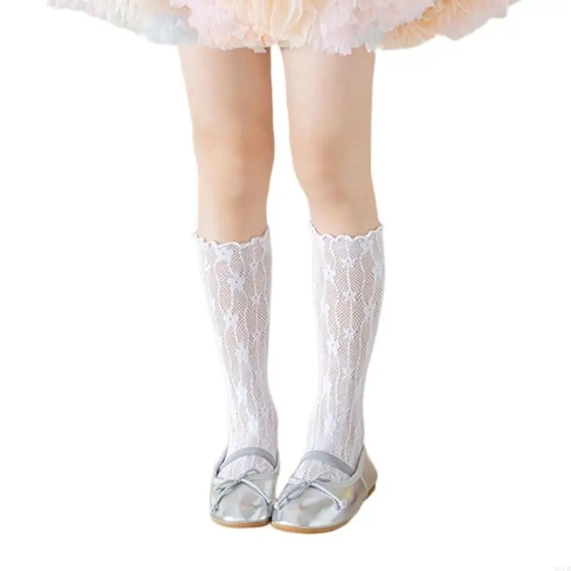 

Lovely Middle Calf Socks Solid Color for Kids Soft & Breathable Nylon Hosiery