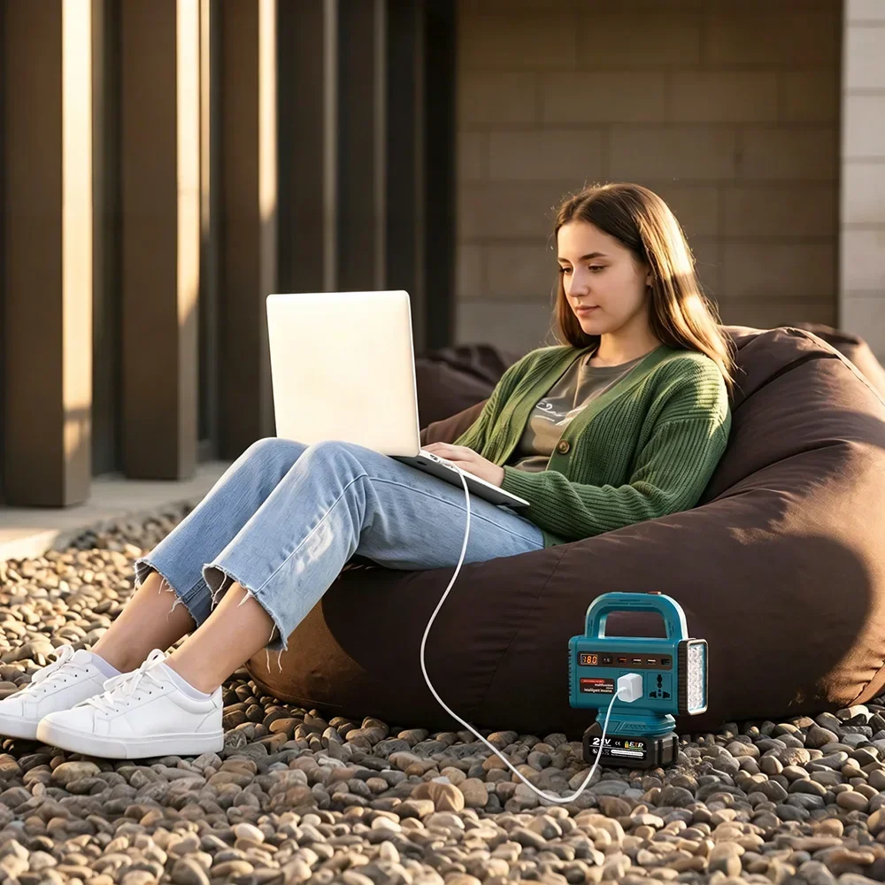 YOFIDRA 350W Kabelloser Stromwandler DC 18V-21V zu AC 220V Lithium-Batterie-Wechselrichter mit Dual-USB-Ladeanschluss für Makita-Akkus – Detail 13