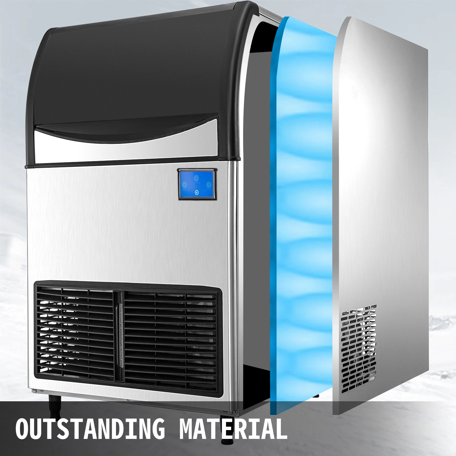 Gerador industrial de aço inoxidável autônomo do gelo do cubo com wifi máquina comercial 80kg 120kg 135kg/24h do fabricante de gelo de vevor