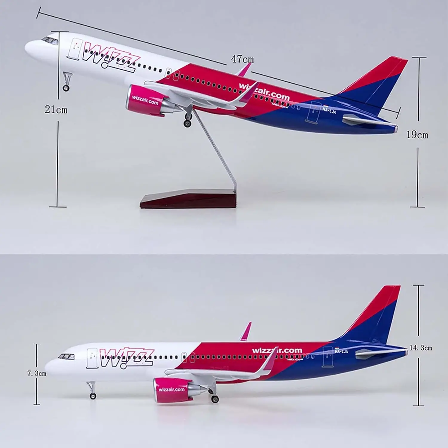 Wizzair نموذج طائرة 47 سنتيمتر 1/80 طائرة A320neo A320 Neo Wizz نموذج طائرة يموت الصب طائرة لعب لعشاق الطيران