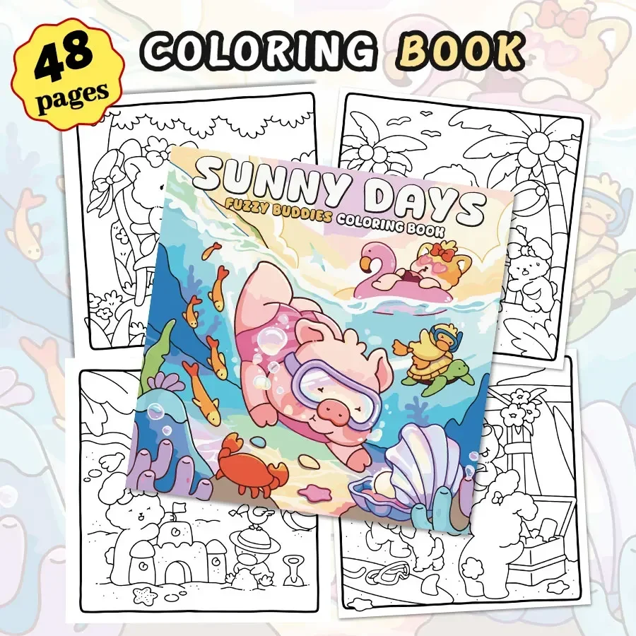 Fantasy world coloring book, bold and simple line design, adult relaxation, parent-child DIY fun, stimulate creativity