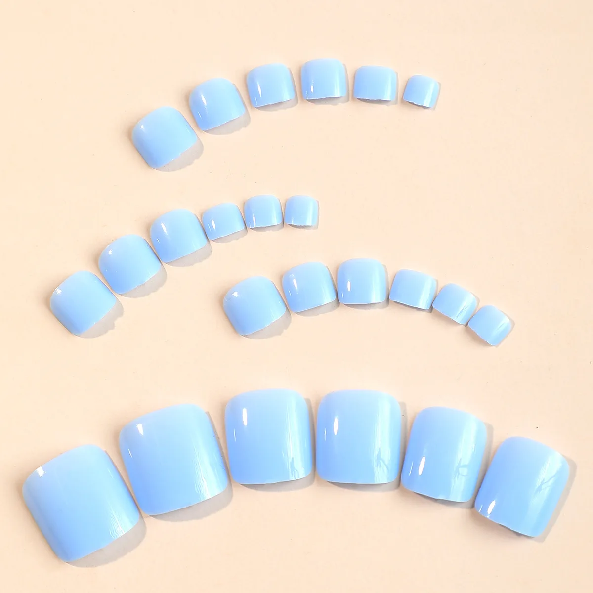 24pcs Solid Color False Toenails Summer Glossy Fake Toenails Wearable Full Cover Ins Square Fake Toenail Patch for Girl Women