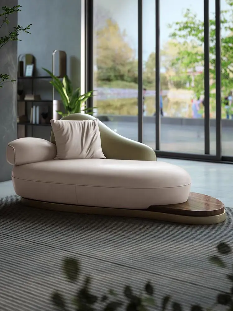 Modern leather sofa, high-end leather art villa, living room design sofa