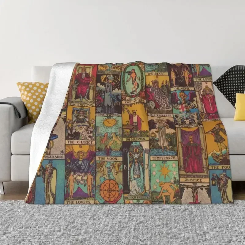 The Major Arcana Of Tarot Ultra-Soft Fleece Patchwork Throw Blanket Warm Flannel Occult Witch Spiritual Blankets Bedspreads