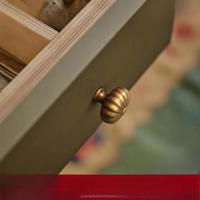 French Retro Small Pumpkin Cabinet Door Handle Light Luxury Bronze Furniture Drawer Cabinet Door Handle