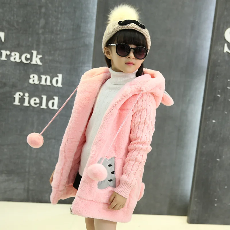 OLEKID 2024 Autumn Winter Cartoon Rabbit Girls Parka Thick Warm Hooded Girl Jacket Outerwear 5-14 Years Kids Teenage Girls Coat