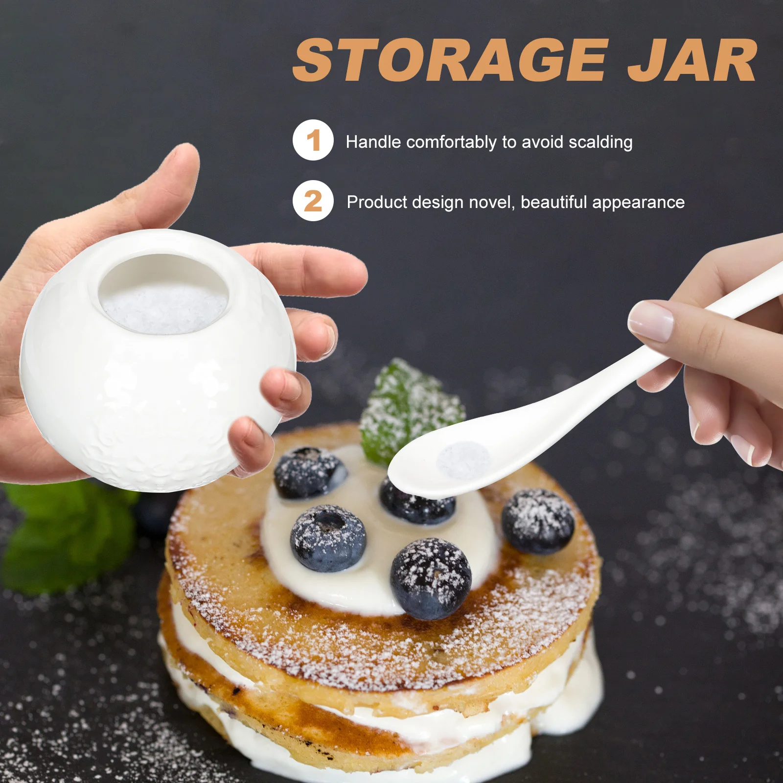 

1Set Premium Ceramic Jar Stylish Adornment Food Storage Pot Milk Canister Decor Ceramic Jar