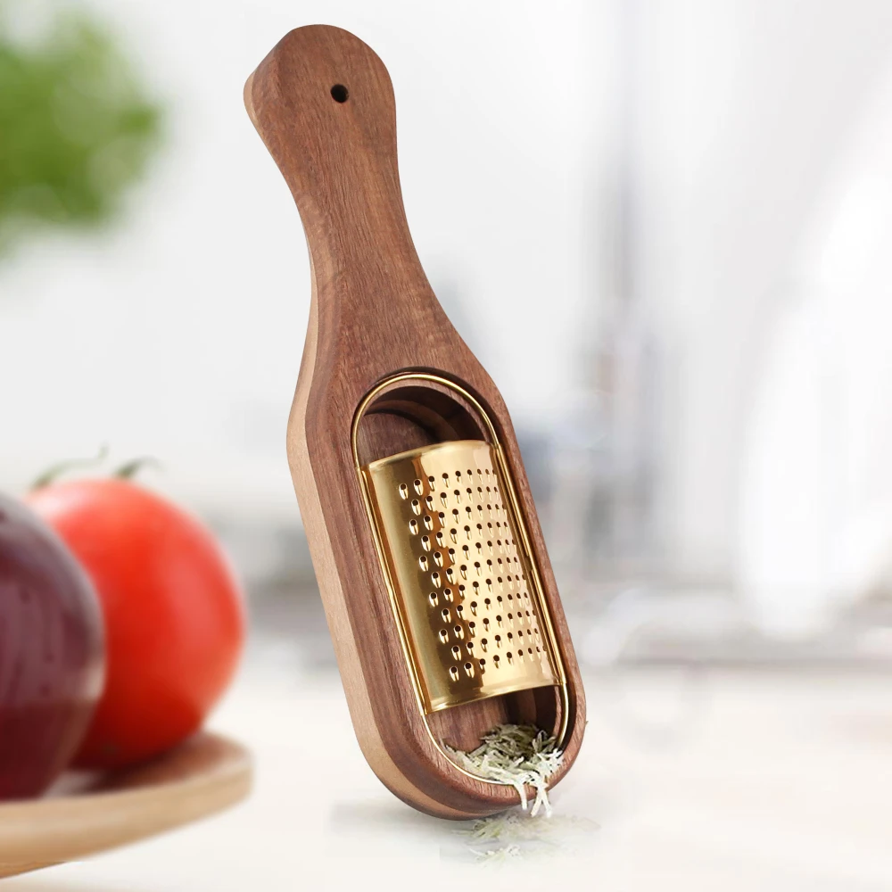 Jaswehome New Arrival Cheese Grater With Container Cheese Shredder Zester Grater Box Removable Blade Wood Handheld Kitchen Tools