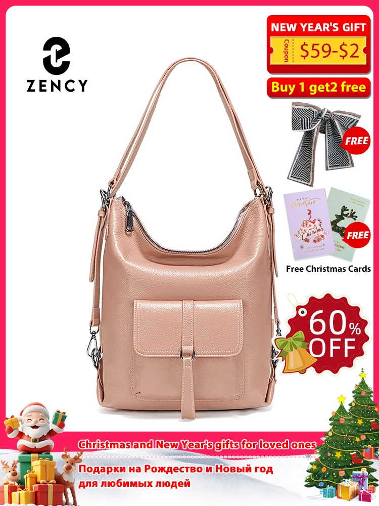 

Zency Fashion Women Shoulder Bag 100% Genuine Leather Large Capacity Handbag Multifunction Use Satchel Crossbody Messenger Purse