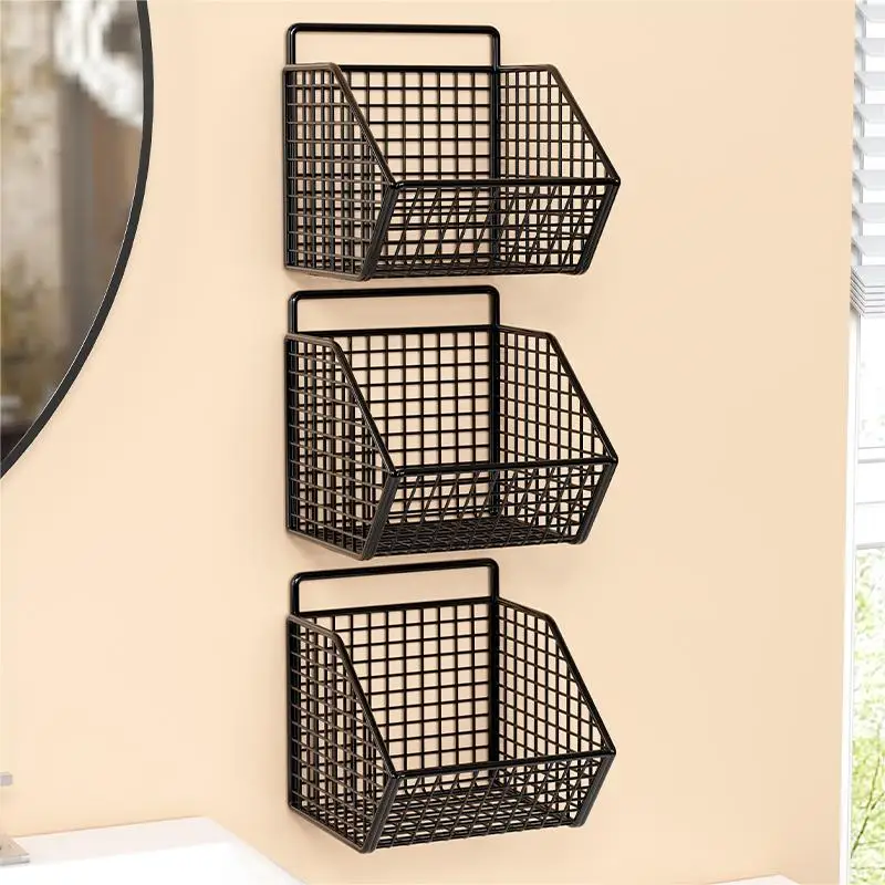 Etagere-murale-multi-niveaux-batoom-en-fer-sans-percage-panier-suspendu-pour-l'organisation-des-salles-de-bain