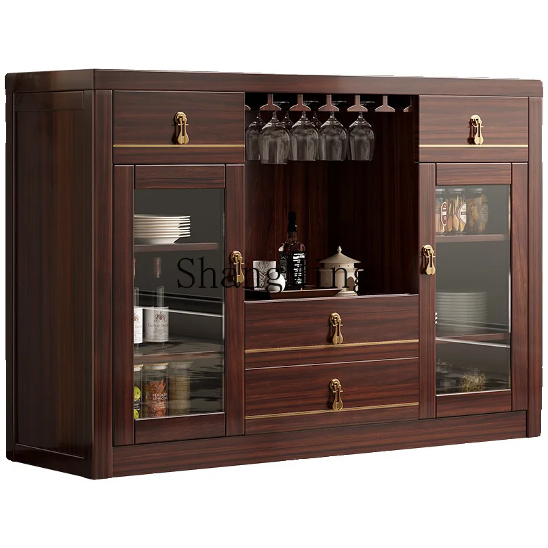 

ZYY new Chinese-style solid wood dining side cabinet integrated living room wall locker simple tea cabinet household