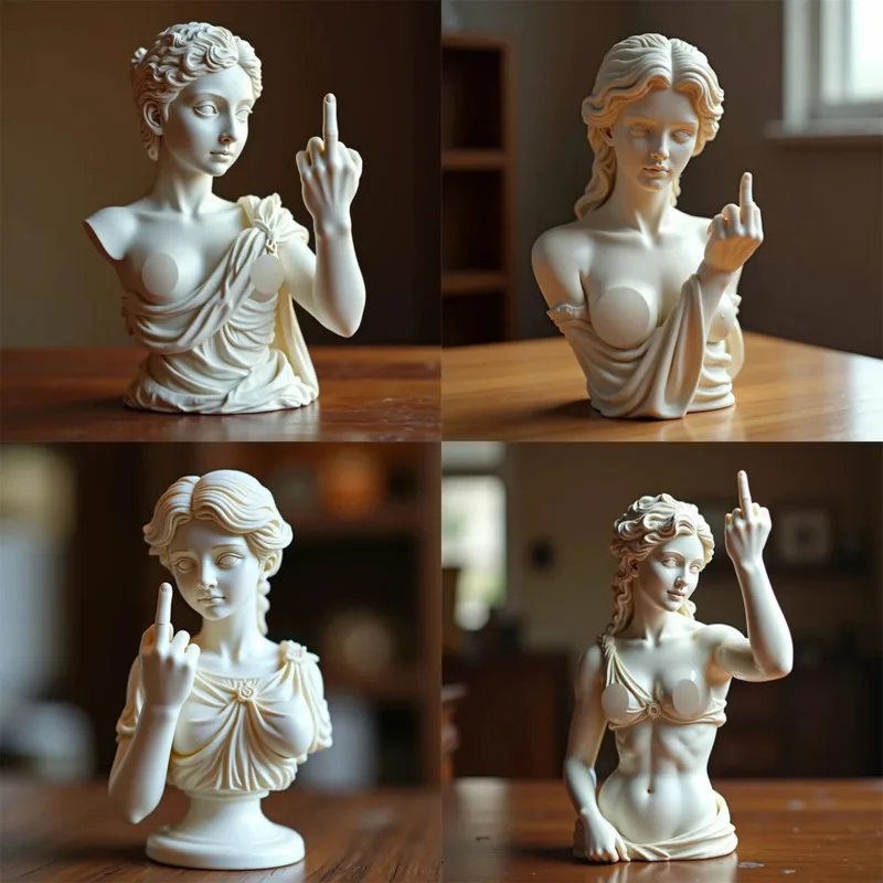 

Vienna 3D Funny Goddess Statue Resin Middle Finger Sculpture Creative Goddess Art Figurine Office Desk Home Decor Arrival New