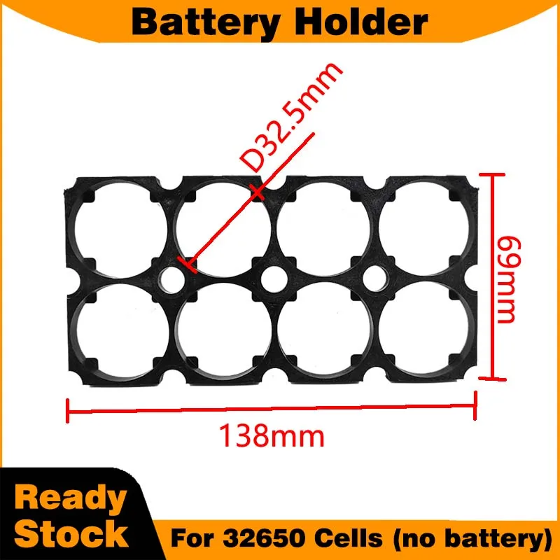 32650 Battery Holder 2x4 Integrated 32700 32650 Battery Cell Holder Plastic for DIY Lithium-Ion Battery Pack Without Battery