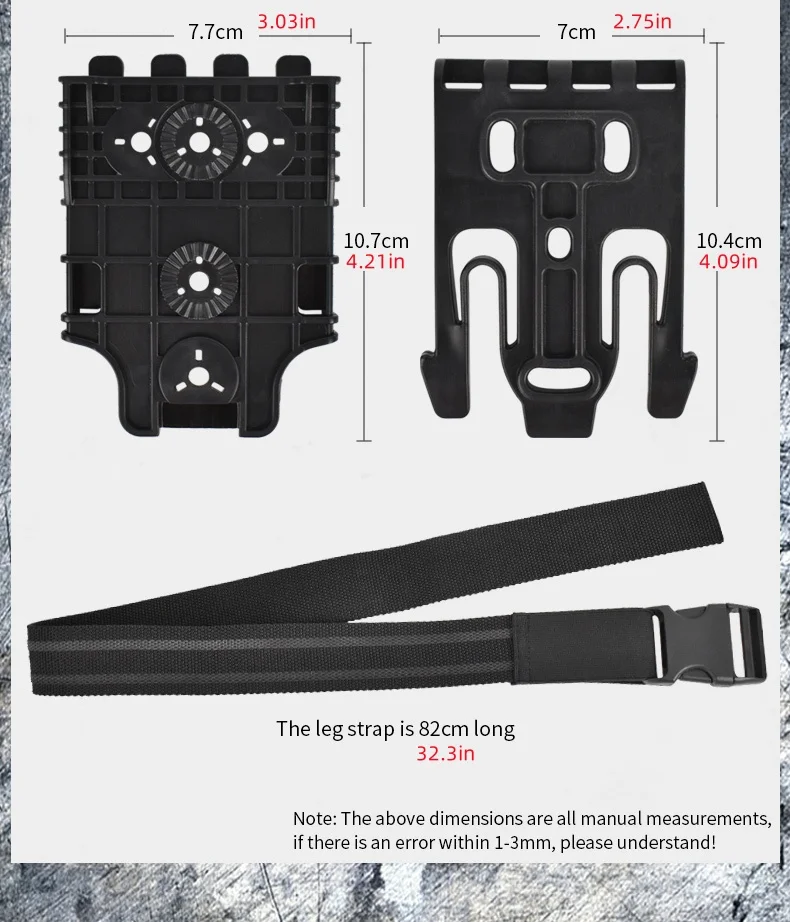 3-teiliges Drop-Leg-Holster-Set mit Schnellverschluss und QLS 19/22-Adapter – Gürtelschlaufe, bequem, elastisch und gummiert für Jagd und Angeln – Detail 14
