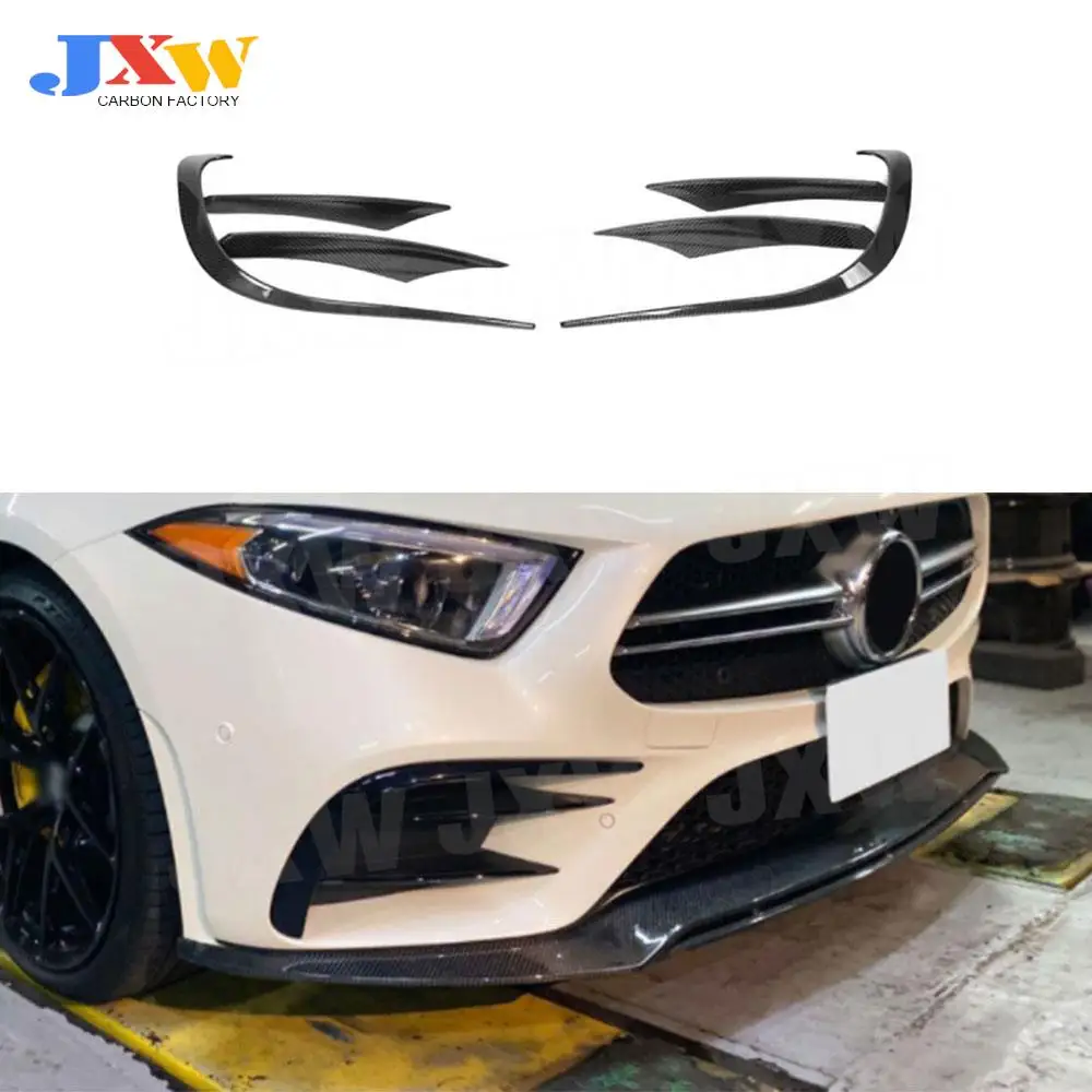 

Carbon Fiber/FRP Front Bumper Fog Lamp Covers Trim for Mercedes Benz CLS Class C257 CLS260 300 350 2019 + Front Canards Fins Car