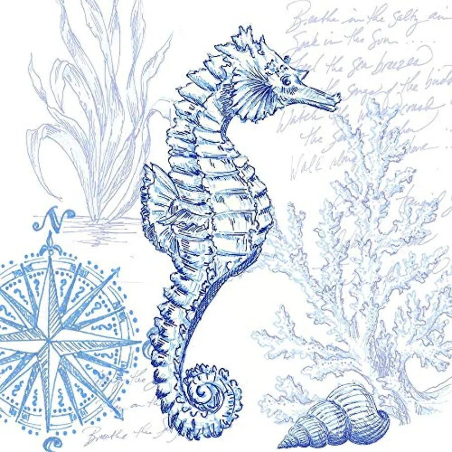 

Posterazzi PDXRB13576TSLARGE Coastal Sketchbook Sea Horse Photo Print 24 x 24 Multi