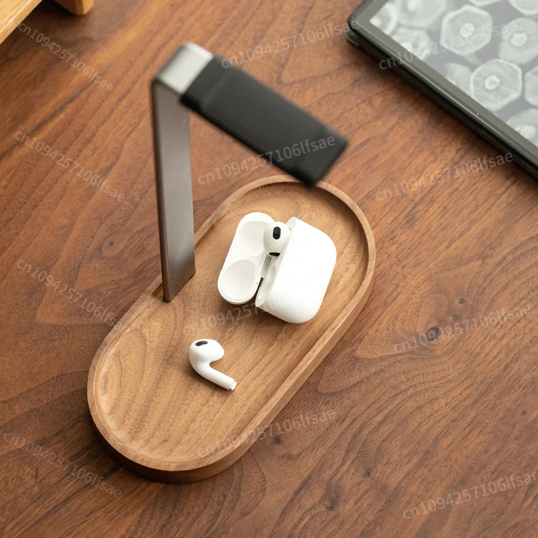 Wooden wear headphone stand aluminum alloy metal headphone stand creative universal hanging headphone stand desktop storage