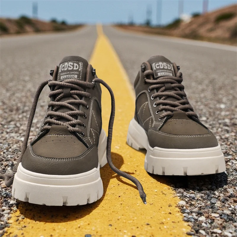 

Autumn's Thick-soled High-top Color-blocking Low-heel Lace-up Wear-resistant and Anti-slip High-quality Outdoor Casual Boots