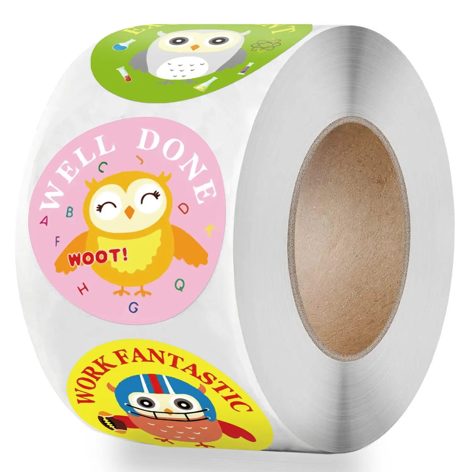 English Teacher Child Reward Inspire Cute Cartoon Mini Owl English Sticker Decorative Label Sticker certificates  winner medal