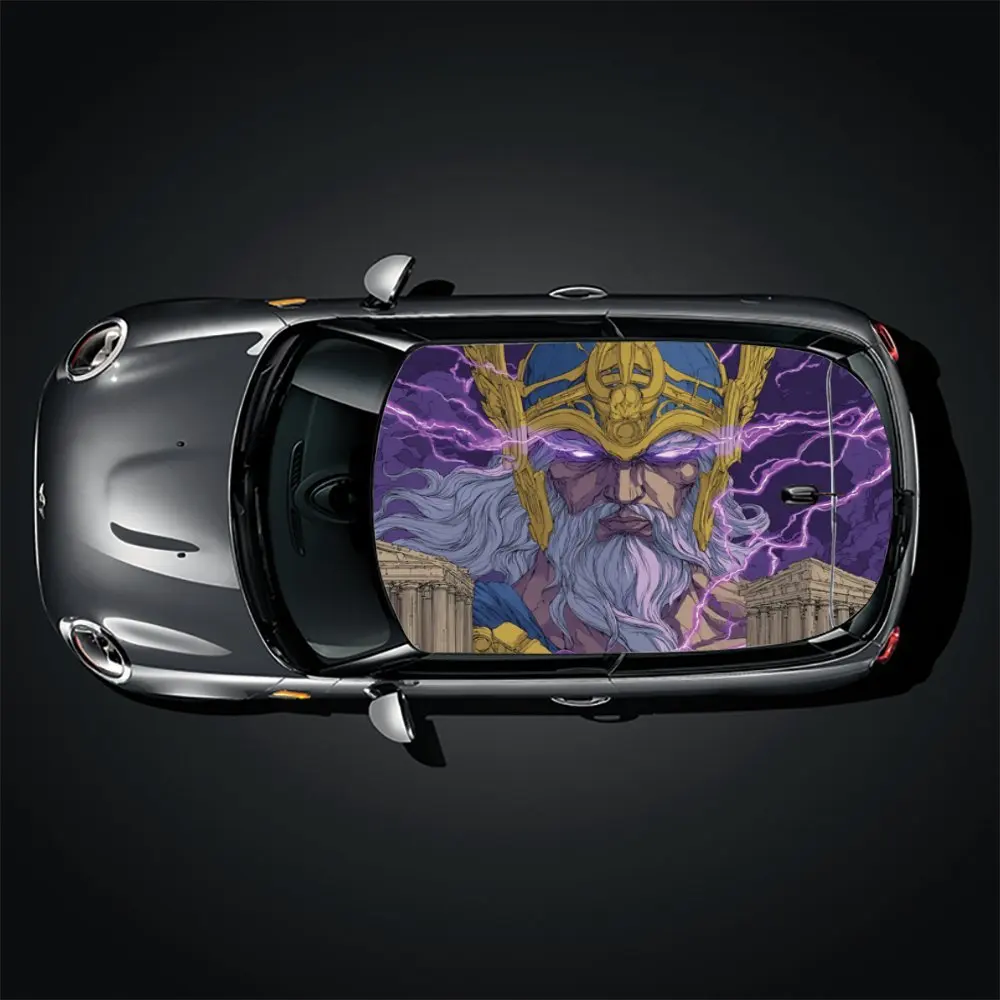 ملصق سقف السيارة PVC بطباعة Thunder Lord، ملصق فينيل للسيارة ذاتي اللصق مقاوم للماء، ملصقات حماية لتزيين السيارة، سهل التركيب