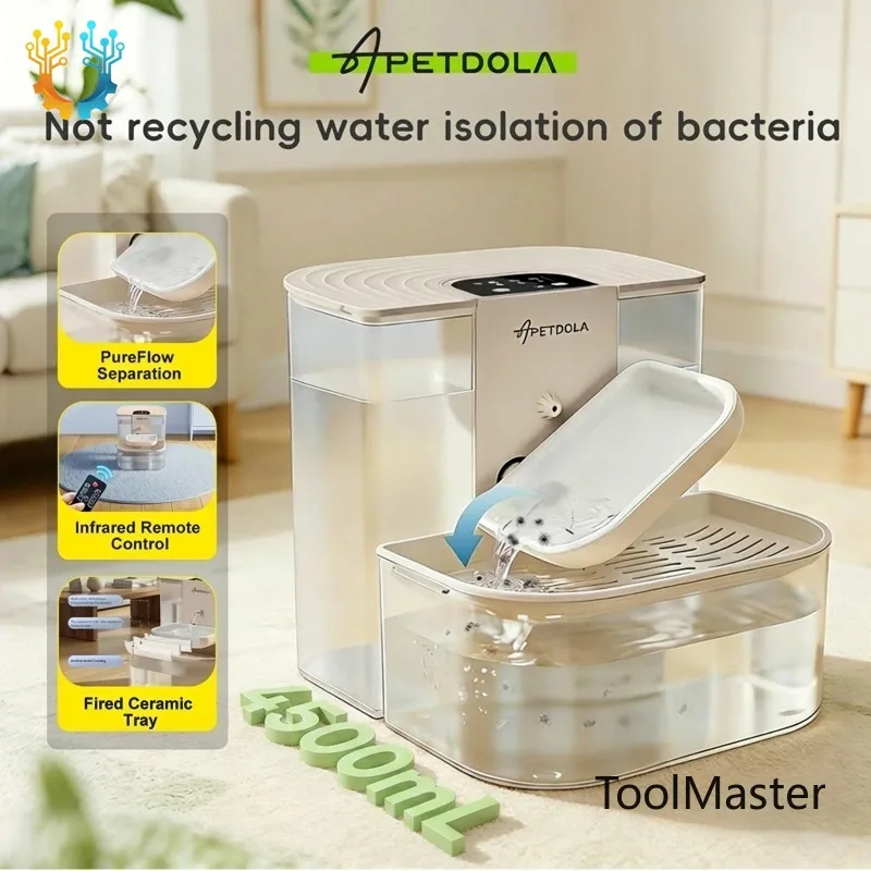 

【2026】APETDOLA No Filter Cat Water Fountain Automatic Pet Water Dispenser Clean Water Separation Smart Timer Quiet 4000mAh Cordl