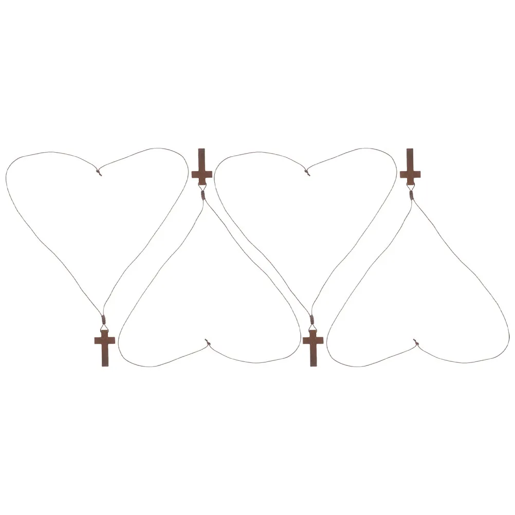 

4Pcs Wooden Cross Pendant Necklace Adjustable Unisex Retro Design Natural Wood Faith Jewelry for Daily Wear Easter Decor