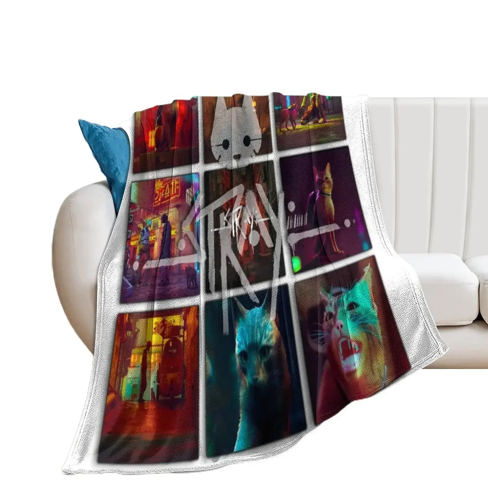 Stray Game - Cat Game - 9 image of stray game Throw Blanket Thermal Heavy For Decorative Sofa Blankets