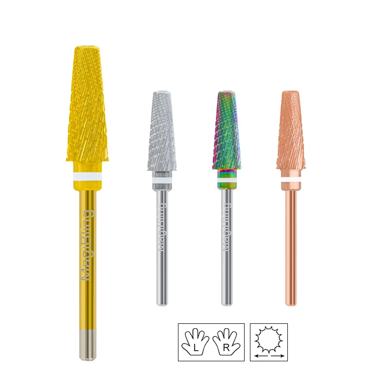 

5 IN 1 Pro Tungsten Carbide Nail Drill Bits Bur Mix Cuts Milling Cutters Professional Gel Cuticle Granding Polishing Tools 3/32"