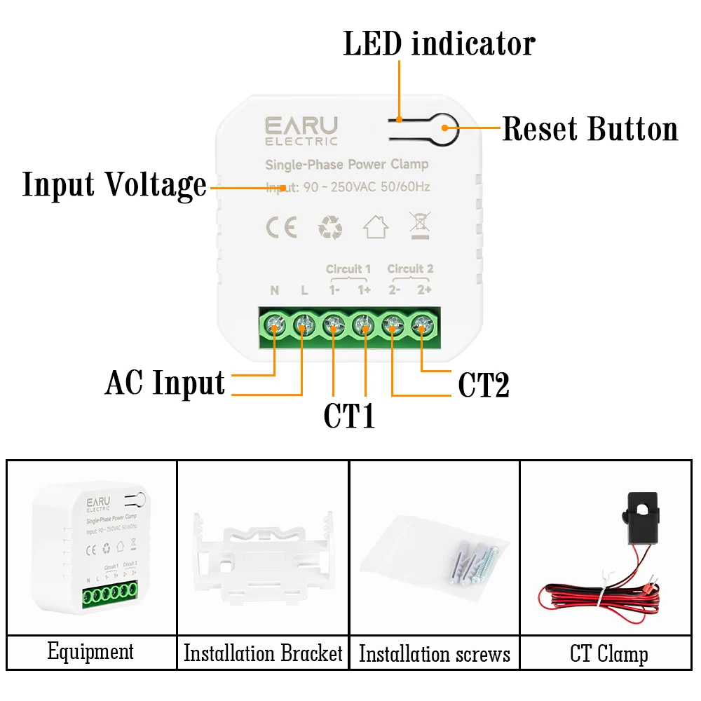 Tuya Smart WiFi ZigBee Two-way Bilateral Energy Meter 80-300A AC110V 220V Clamp CT KWh Power Electricity Consumption Monitor