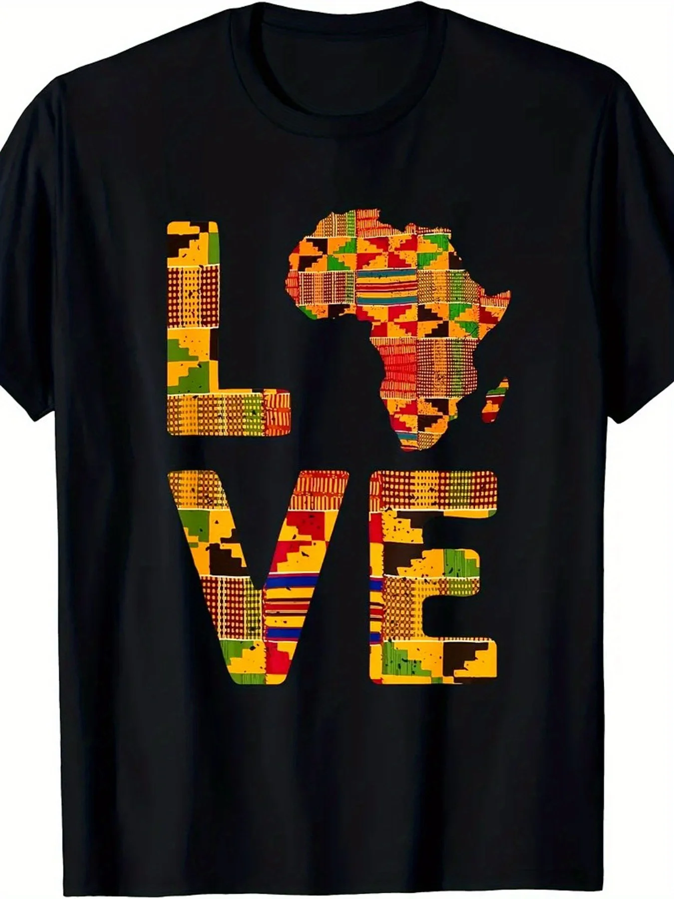 

Men's 100% Cotton African Map Graphic Tee - Casual Street Style, Breathable & Moisture-Wicking Short Sleeve Shirt for All Season