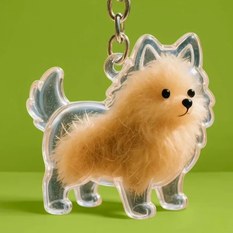 

Cartoon Dog Cat Hair Storage Box Transparent Hair Grooming Pet Hair Keychain DIY Handmade Keyring Puppy Pendants Backpack Decor